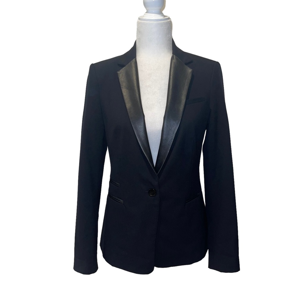 Zara Black Blazer with Faux Leather Lapel